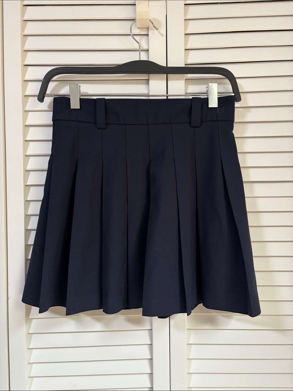 Aritzia Sunday Best Navy Pleated Skater Skirt